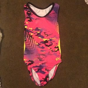 gk elite razorback camouflage gymnastics leotard